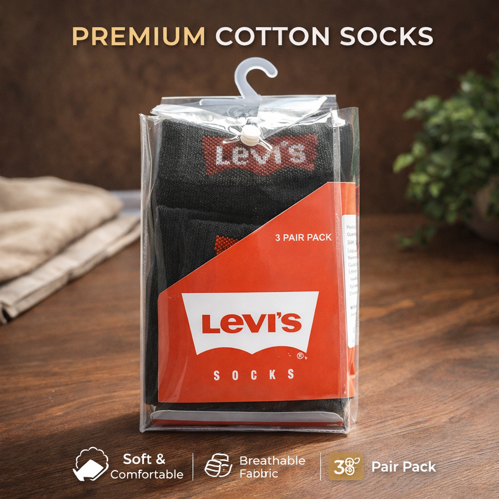 Levi's Premium Cotton Ankle Socks (3 Pair Combo Pack)