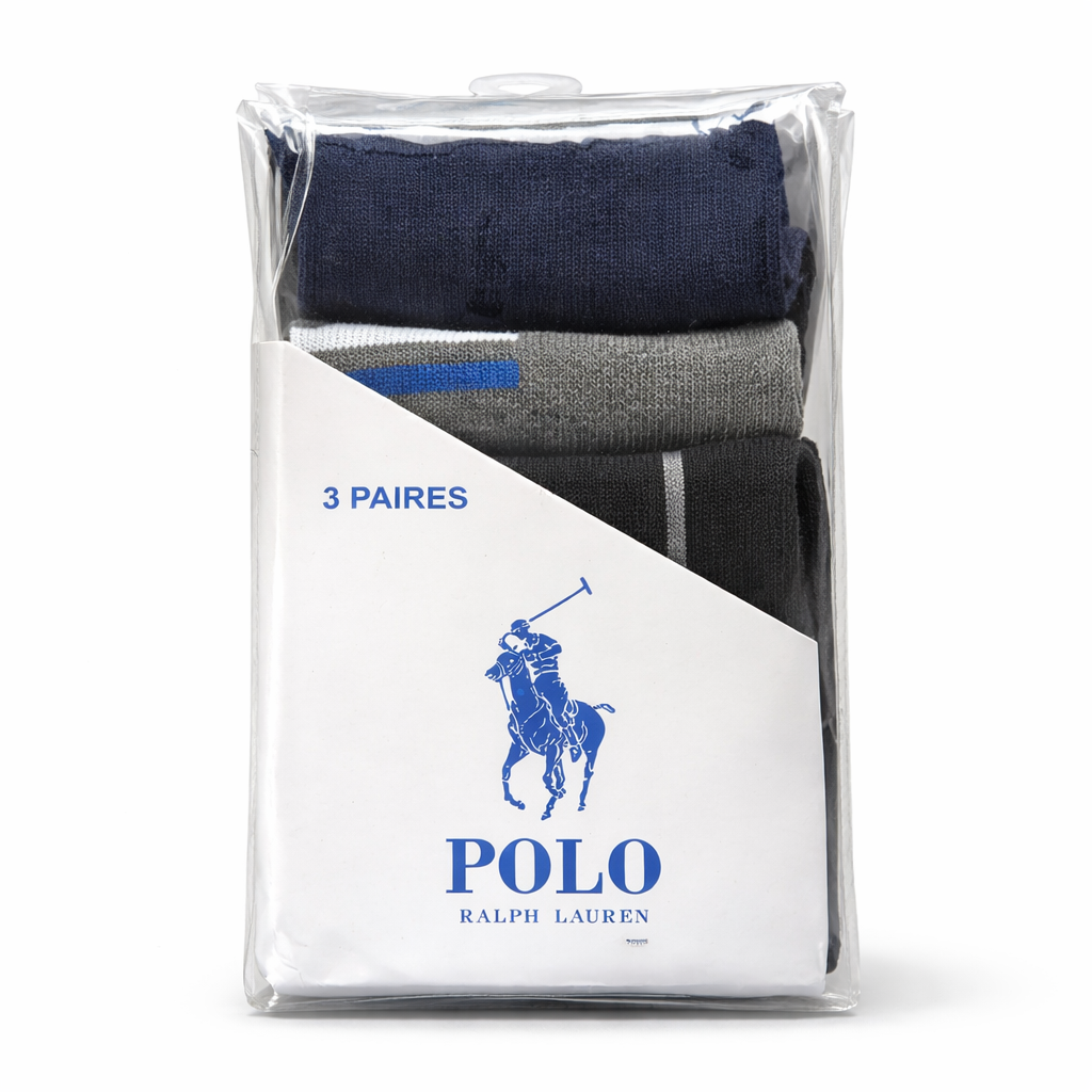 POLO Premium Cotton Ankle Socks – 3 Color Combo (Black, Navy, Grey)